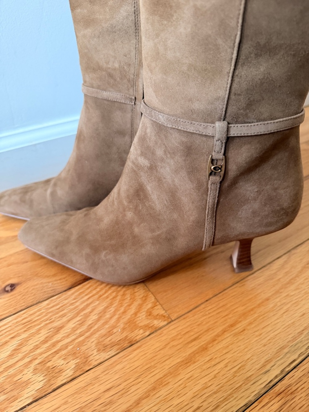 Coach Tall Suede Boots in Brown - Picture 3 of 7
